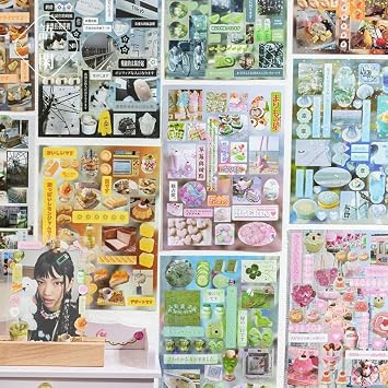 Alideco 45pcs Scrapbook Stickers Vintage Cartoon Character Dessert Food Sticker Book for Adults Sticker journaling Stickers for Scrapbooking (sijidiantai)