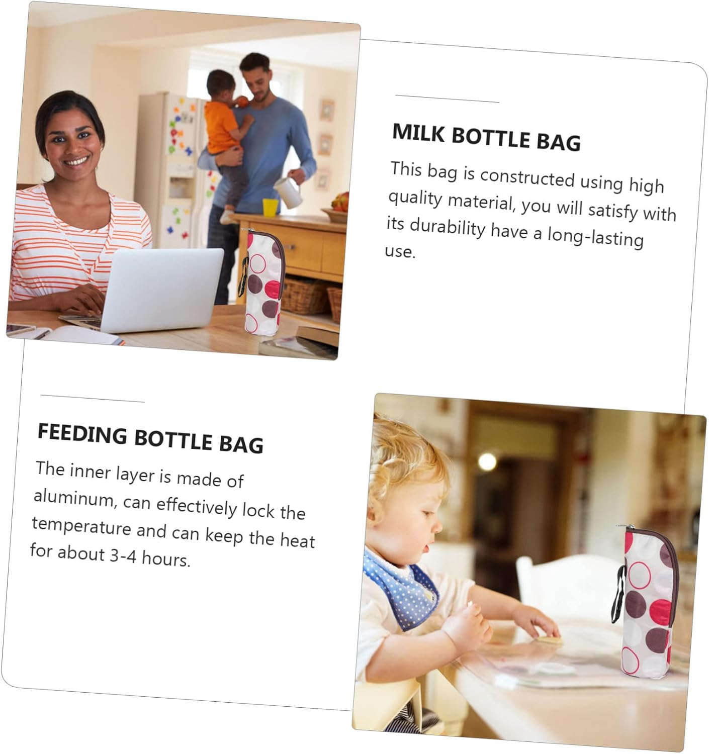 Toddmomy Thermal Insulated Bottle Bag Portable Milk Bottle Warmer Pouch Hand Strap for Stroller