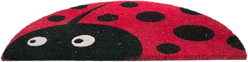 Miniatura 2 de Felpudo medio redondo con respaldo de vinilo de mariquita, 30 x 18 x 1/2 pulgadas