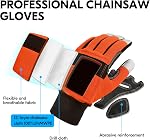 Vgo 1Pair Chainsaw Gloves, 12-Layer Chainsaw Protection on Both Hands Back, Safety leather Work Gloves