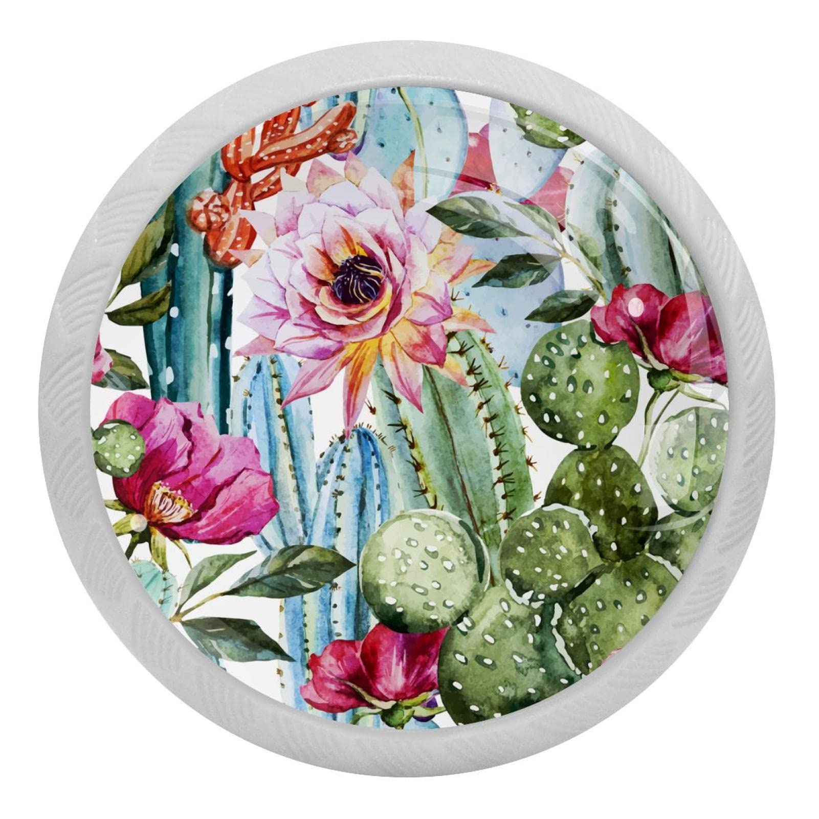 Boutons ronds pour tiroirs en verre Cacti Blossom, l'élégance de 35 mm