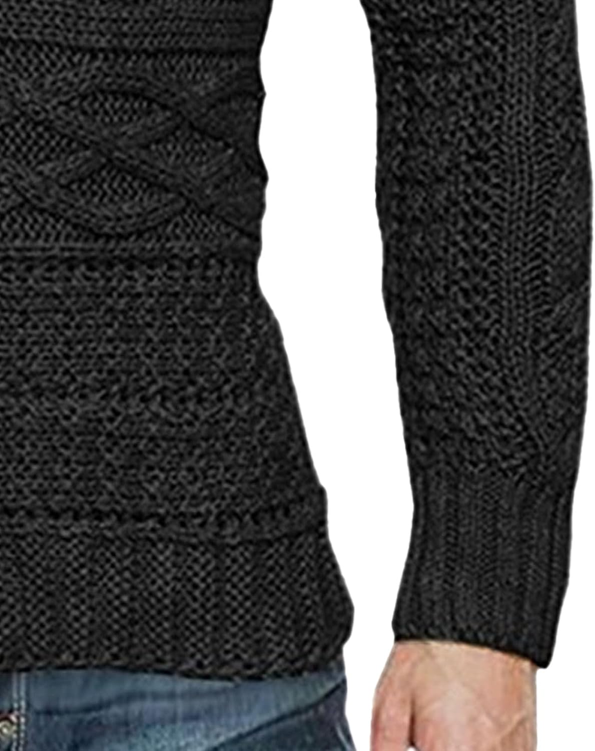 Men's Turtleneck Cardigan Sweater Patchwork Zipper Button Down Sweaters Casual Cable Knitted Pullover Jumper