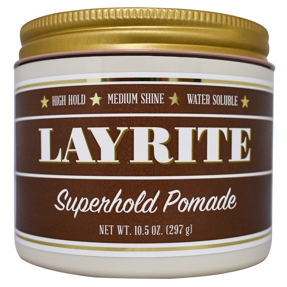 Layrite Superhold Pomade 297g | Starker Halt | Wasserlöslich | Mittlerer Glanz