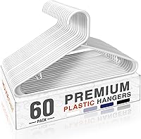 Vista 26 de HOUSE DAY Paquete de 10 perchas de plástico color negro, perchas de plástico con ganchos integrados, percha duradera y fuerte para armario, ahorro