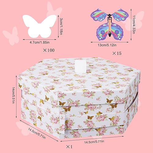 Miniatura 2 de Auidy_6TXD Caja de regalo de explosión de mariposa, caja de regalo sorpresa de mariposa voladora de 5.7 x 5.7 x 5.5 pulgadas, caja de regalo de