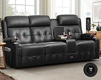 Vista 11 de Sofá Reclinable, Juego de Sofá Reclinable con Masaje de 3 Plazas de Gran Capacidad, Sofá de Dos Plazas para RV con Consola, USB, Puerto Tipo C