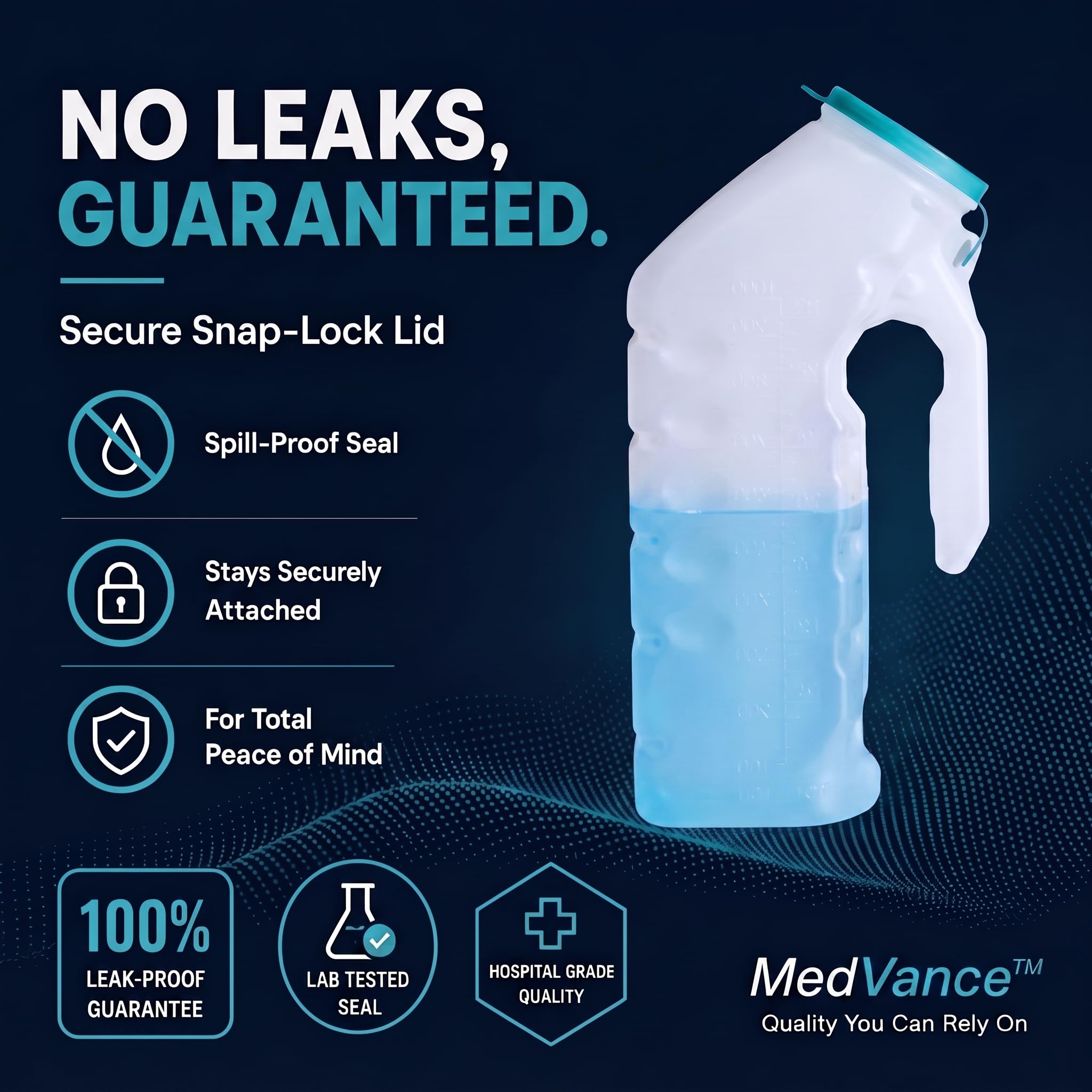 MedVance Male Urinals - Spill-Proof & Glow in the Dark -3