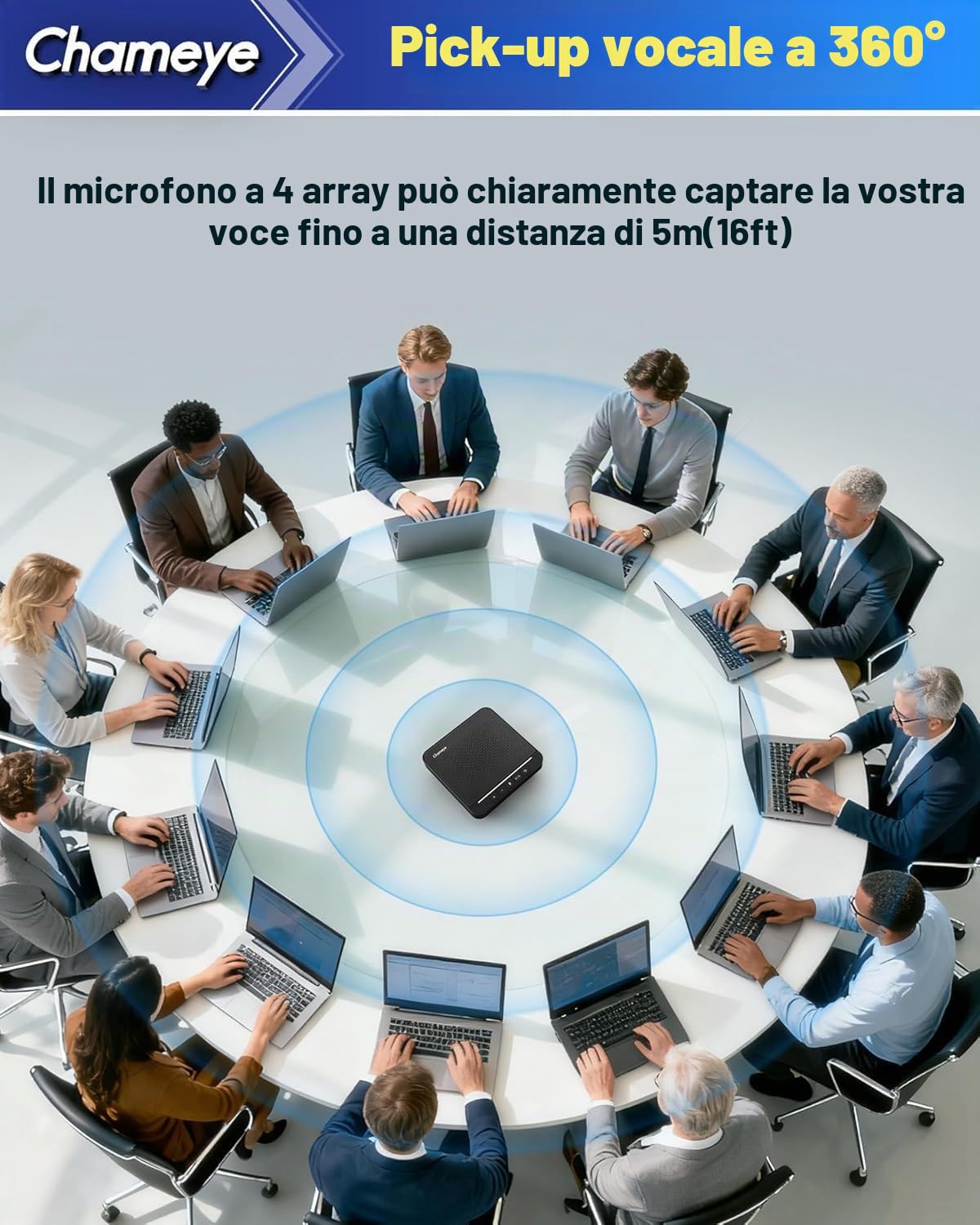 Chameye Set di 4K PTZ telecamera per conferenze con Microfono per conferenza Bluetooth, Zoom 20x, tracciamento automatico AI, USB 3.0, HDMI, telecamera per videoconferenze PTZ per Teams, Zoom (CB201)