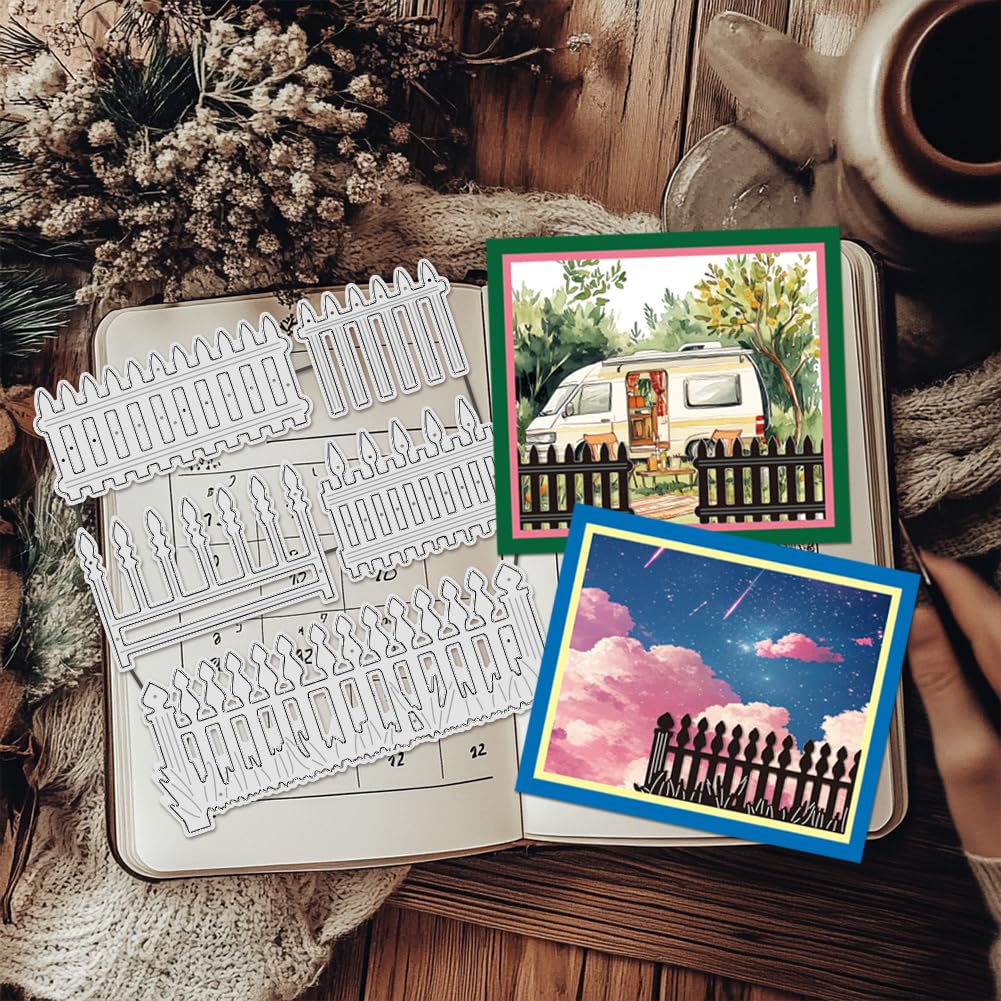 UNICRAFTALE 5Pcs/Set Fence Cutting Dies for Card Making Garden Fence Die Cuts Metal Cutting Die for Scrapbooking Dies Stencil DIY Embossing Paper Album Craft Decor - Image 2