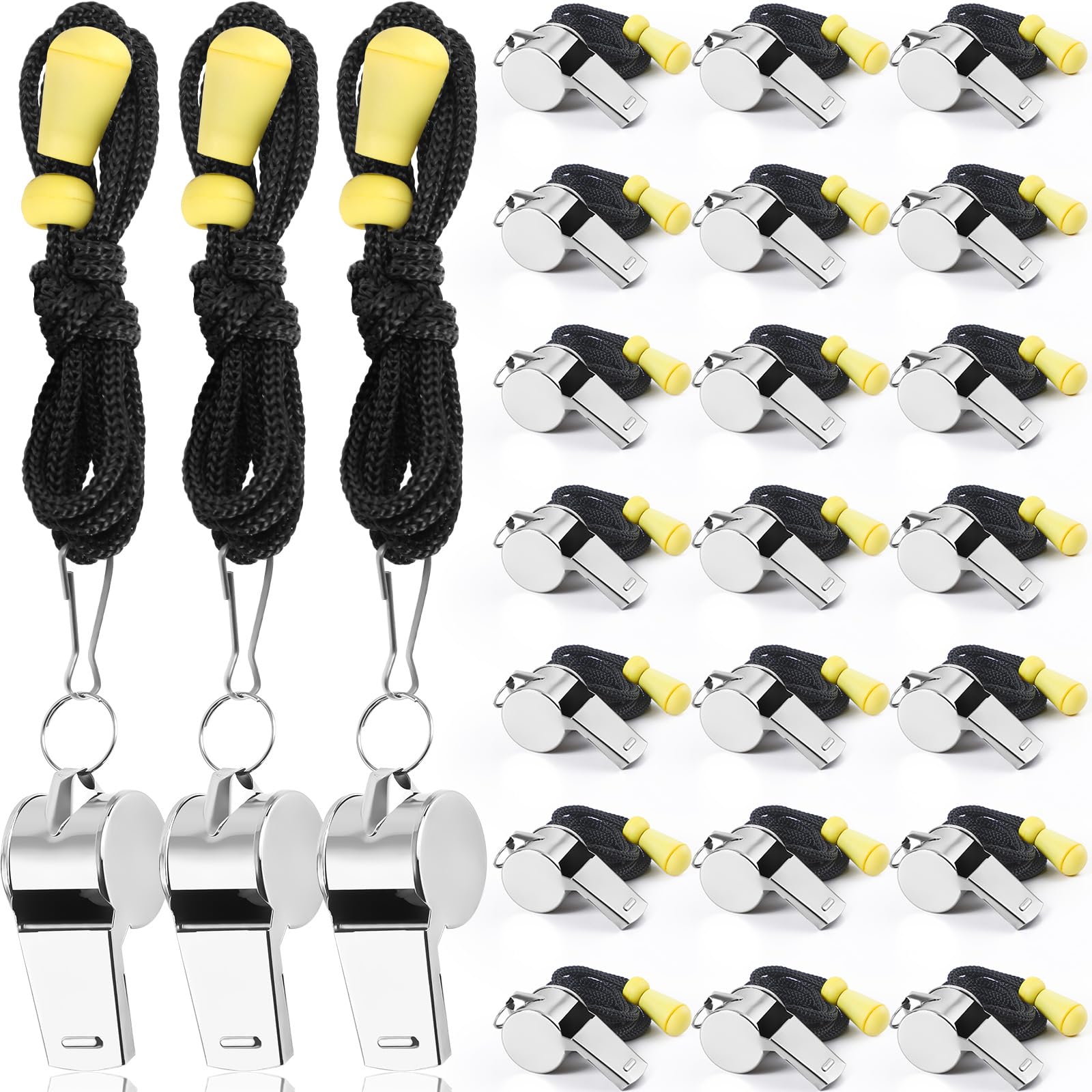 SANNIX 28 Pack Whistle, Coach Whistle with Lanyard Sports Whistles Loud Crisp Sound Whistle for Coaches Referees Training Gyms Emergency