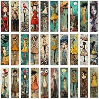 Kit 5 Marcadores de Página Vintage Arte Ilustrada - Papel Rígido Alta Gramatura, Frente e Verso, 15x4cm - Ideal para Livros e Presentes