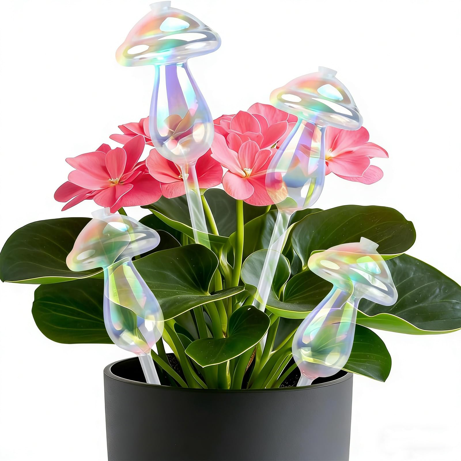 Glass Plant Watering Globes, Colorful Mushroom Watering Devices, Automatic Self-Watering Spikes for Indoor Potted Plant, Vacation Houseplant Care, Watering Bulbs For Home, Office, Garden (4 pcs)