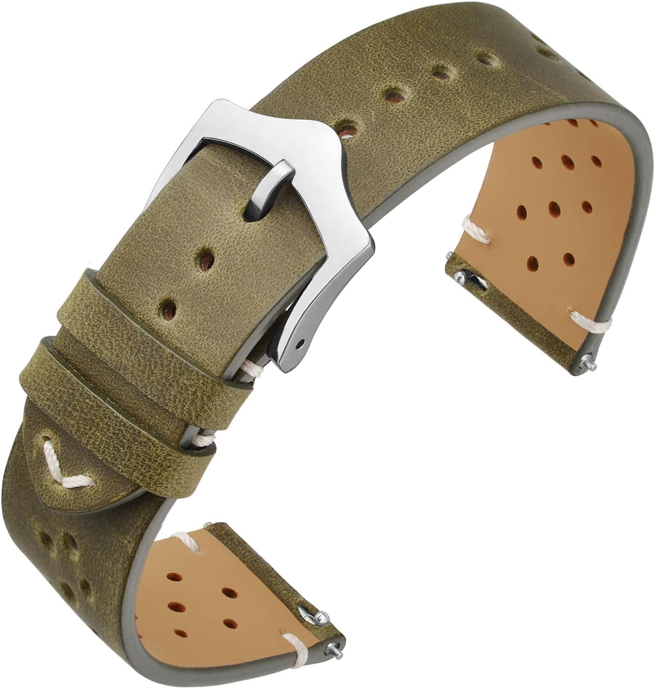 Vintage Leather Watch Straps, Quick Release Replacement Band for Men and Women, Choice of Width 18mm 19mm 20mm 22mm