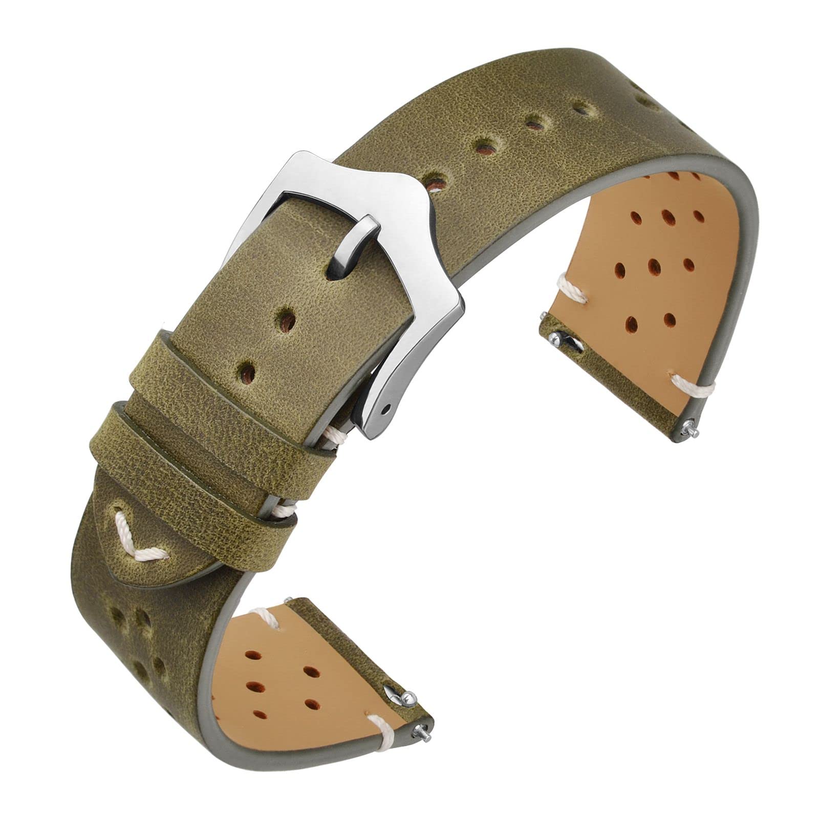 ANNEFIT Vintage Leather Watch Straps, Quick Release Replacement Band for Men and Women, Choice of Width 18mm 19mm 20mm 22mm