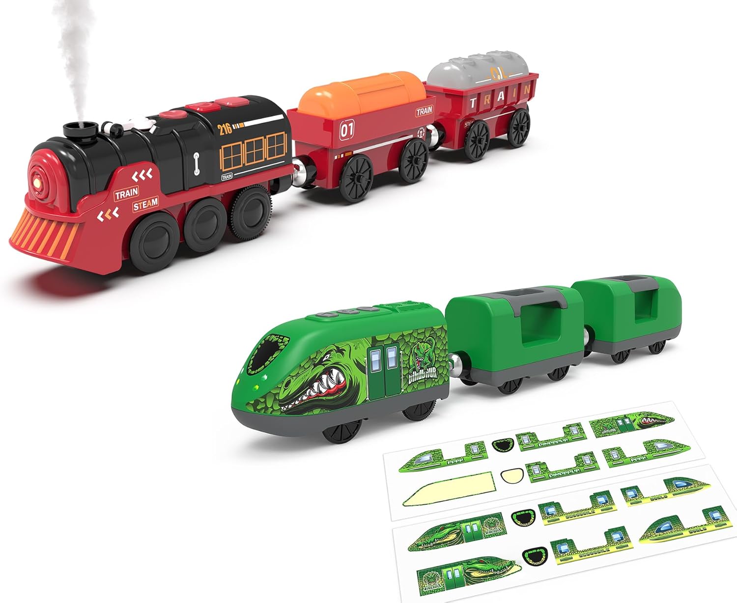 Toy Accessories Battery Powered Trains Set for Wooden Tracks, Electric Train Toys for Toddlers Compatible with Major Brands