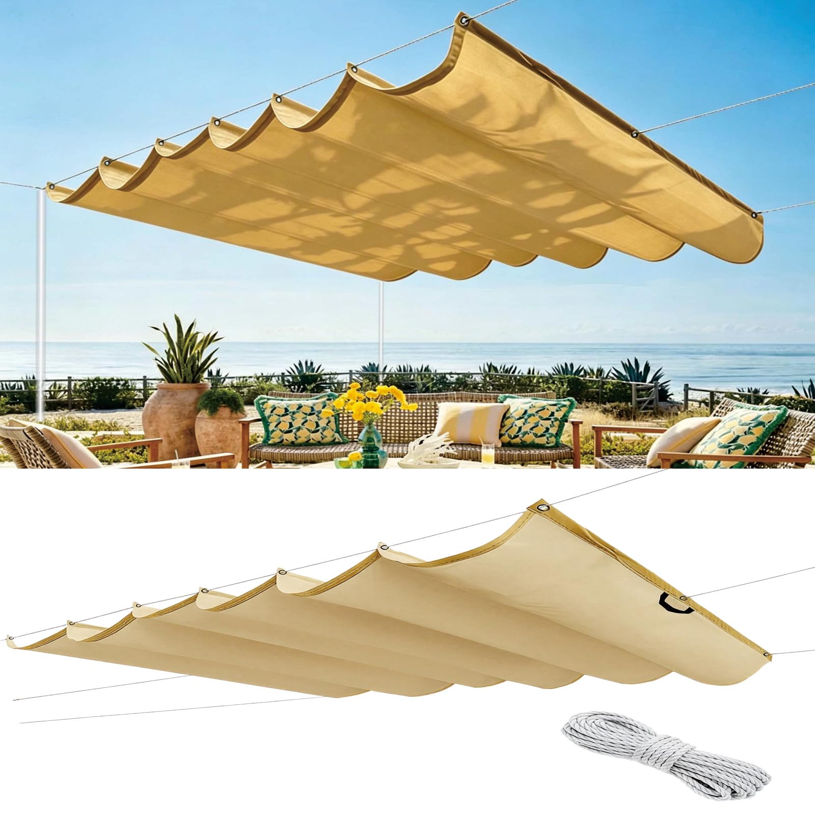 Toile ombrage imperméable 135x265 cm bloquant 98% des UV pour terrasse et jardin