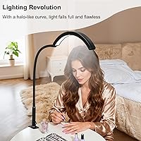 Vista 2 de Professional Half Moon LED Desk Light for Nail Techs & Artists – Flexible Gooseneck Lamp with Clamp, 3 Color Modes & 5 Brightness Levels for