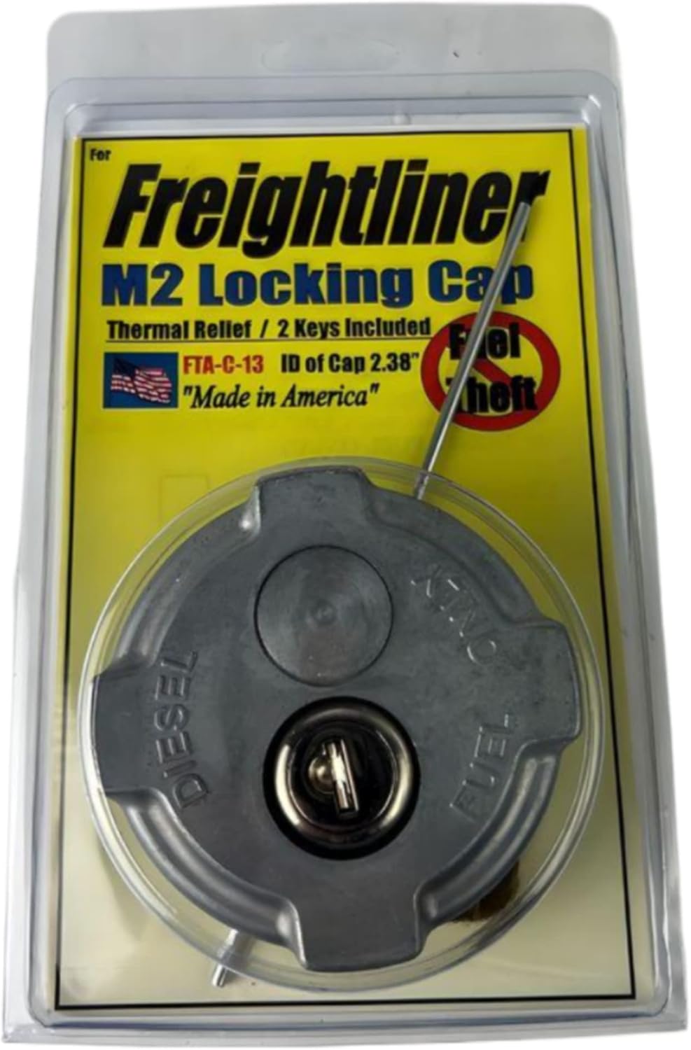 2 3/8" Locking Diesel Fuel Cap for Freightliner M2 Small Semi Box Trucks