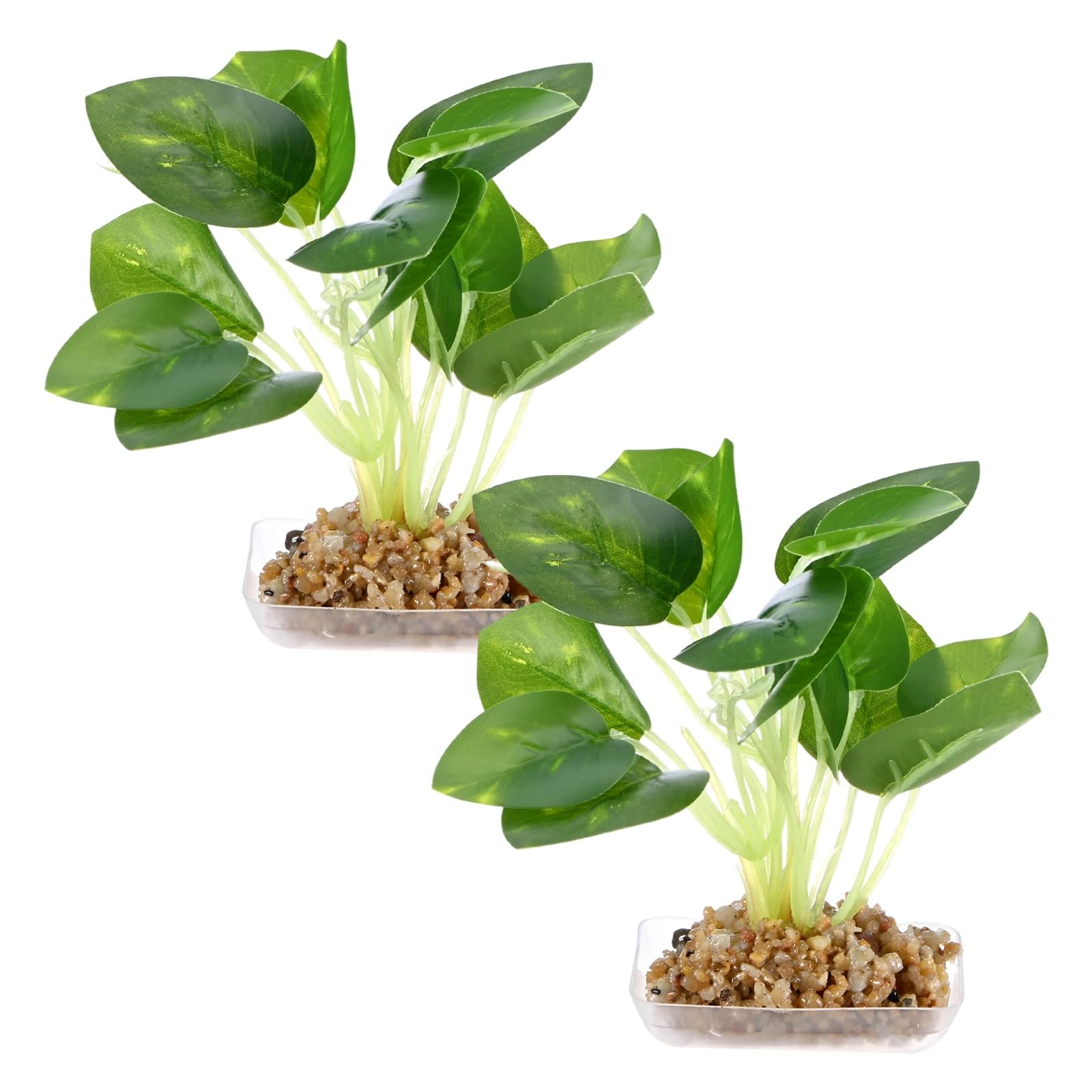 M METERXITY 2-Pack Aquarium Plant, Small Plastic Artificial Plant Water Grass Fish Hide Accessories for Aquarium Decoration/Fish Tank Decoration/Terrarium [Style 2, Green] — image 1