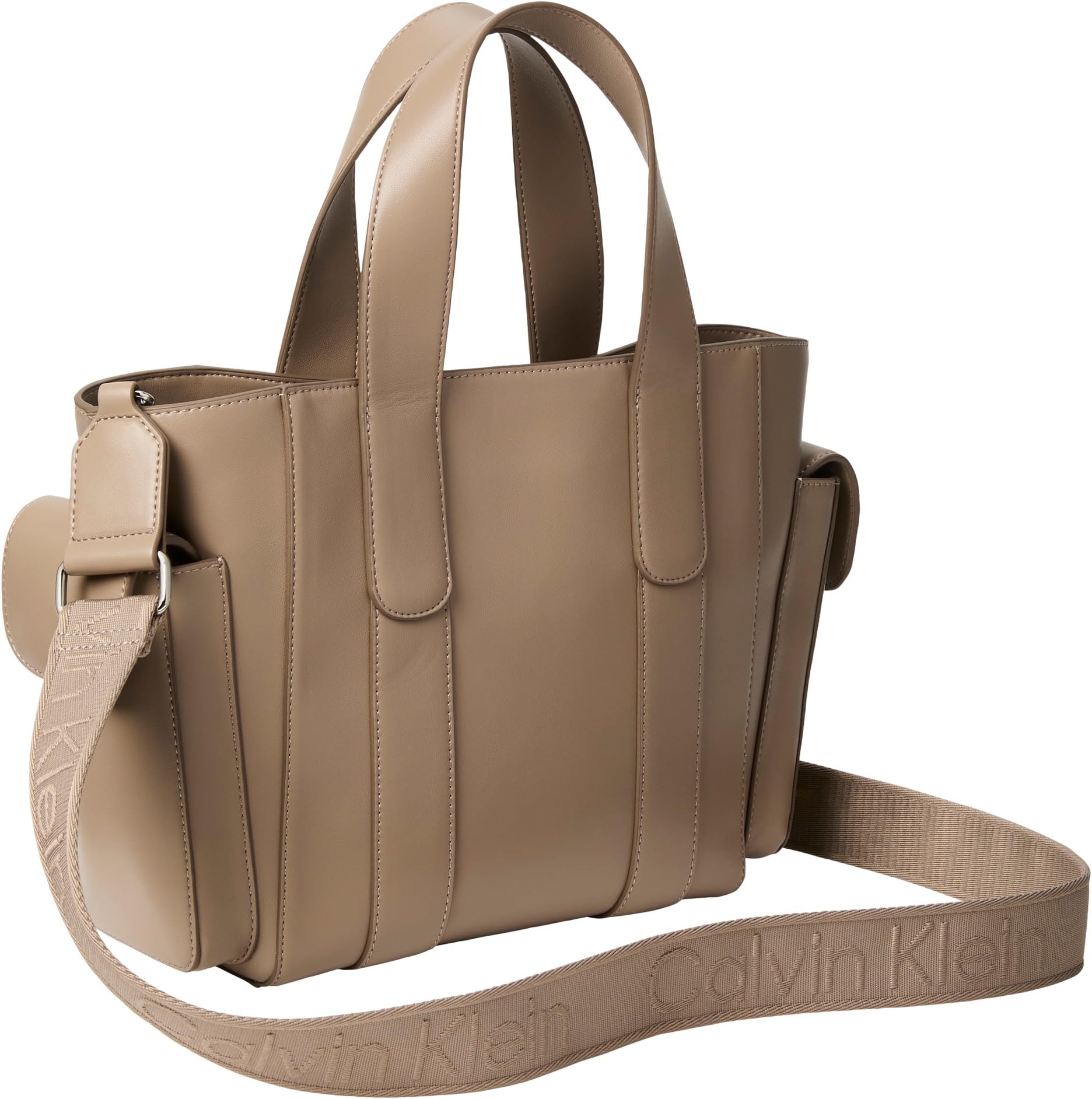 Calvin Klein Women's WEBBING STRAP SMALL TOTE LV04F3290G Tote, Brown (Desert Taupe), One Size