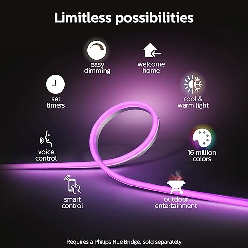 Miniatura 2 de Philips Hue White & Color Ambiance Outdoor LightStrip 5m16ft (requiere Hue Hub, funciona con Tienda Alexa Apple HomeKit y Google Assistant) (530931)