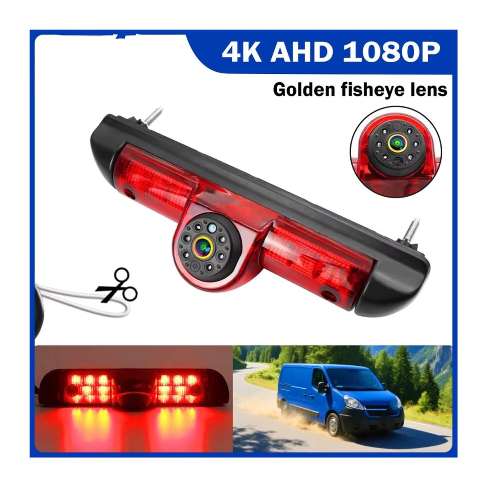 para Peugeot para Boxer 2007 2008 2009 2010-2018 Cámara Visión Trasera Tercera Luz Freno Nocturna Impermeable Cámara de Respaldo