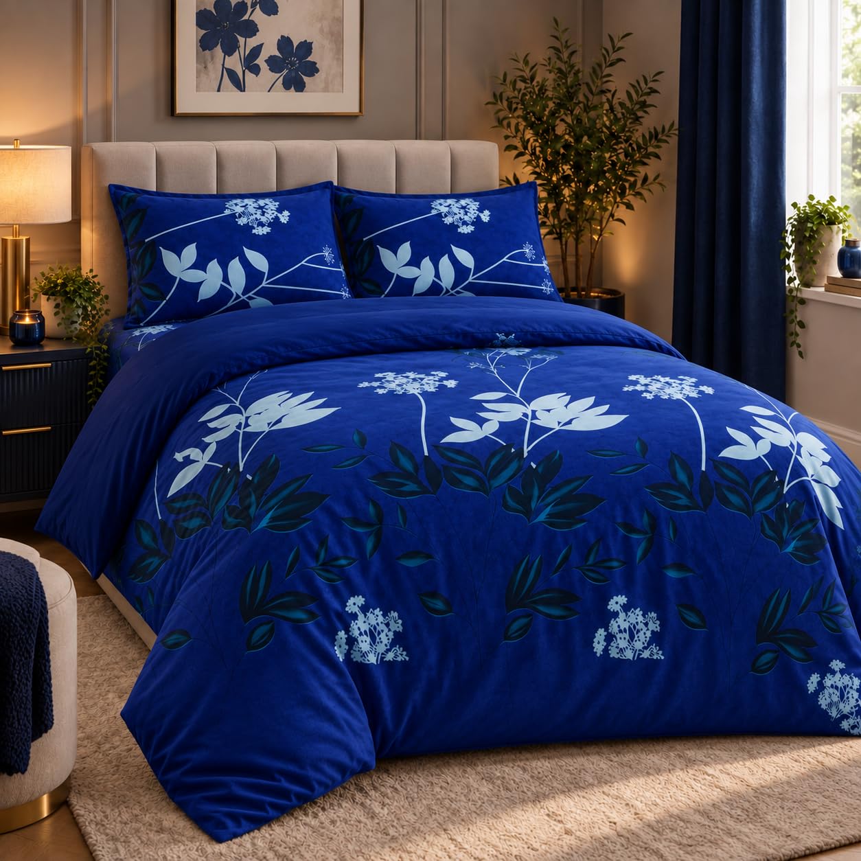 Opulent Living Duvet Cover Sets Double 4pc - Fitted Sheet & Pillow Covers