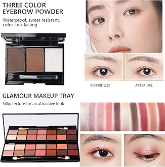 MTDXILTAI All in One Makeup Set for Makeup Storage Bag, 2 x 14 Colors Eyeshadow Palette Liquid Foundation Eyeliner Pencils Contouring Pen Lip Gloss 20pcs Makeup Brushes for Women