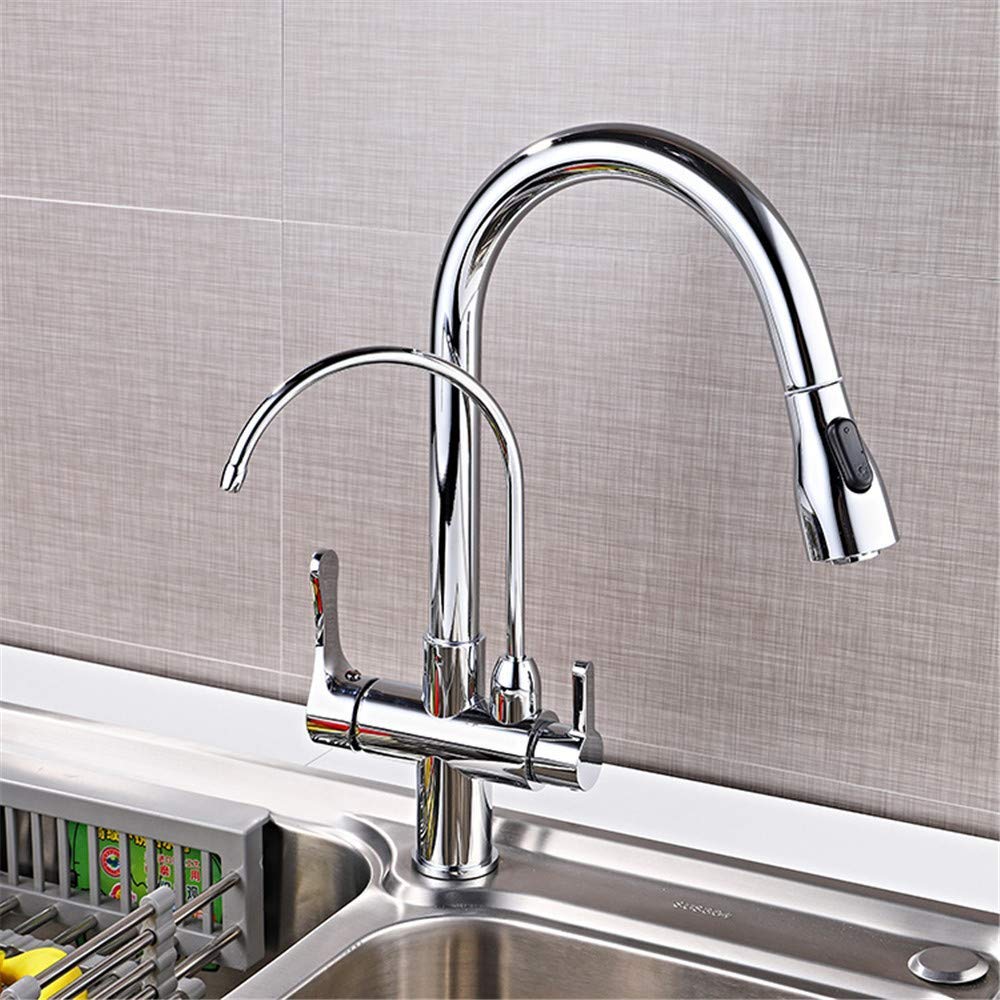 Mitigeur eau froide et chaude en cuivre pour cuisine LWX