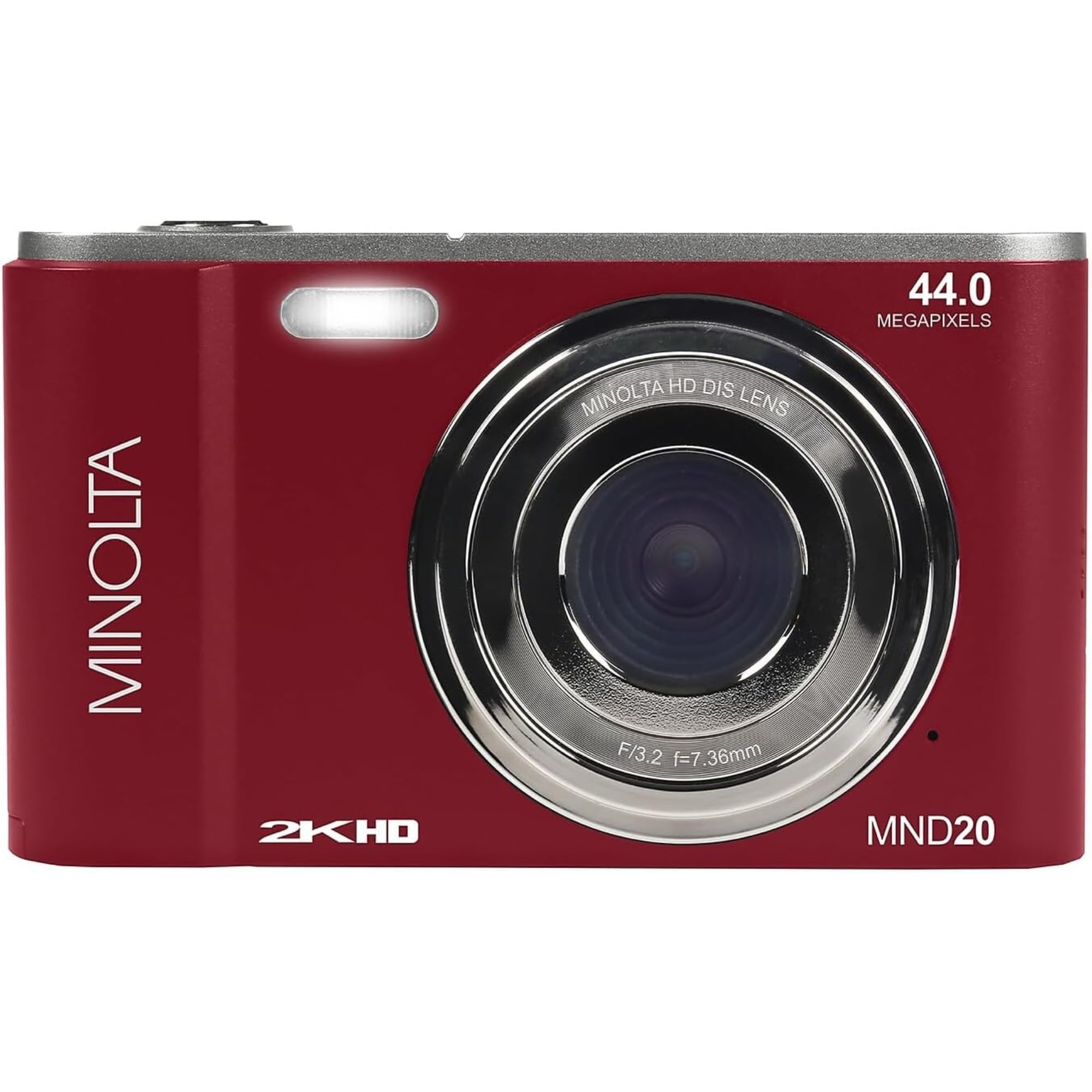 MND20 44MP Digital Camera – 2.7K Ultra HD Video, 16X Digital Zoom, Anti-Shake Stabilization, Time Lapse, Face Detection, 2.9-inch LCD Display – Lightweight Compact Camera (Red)