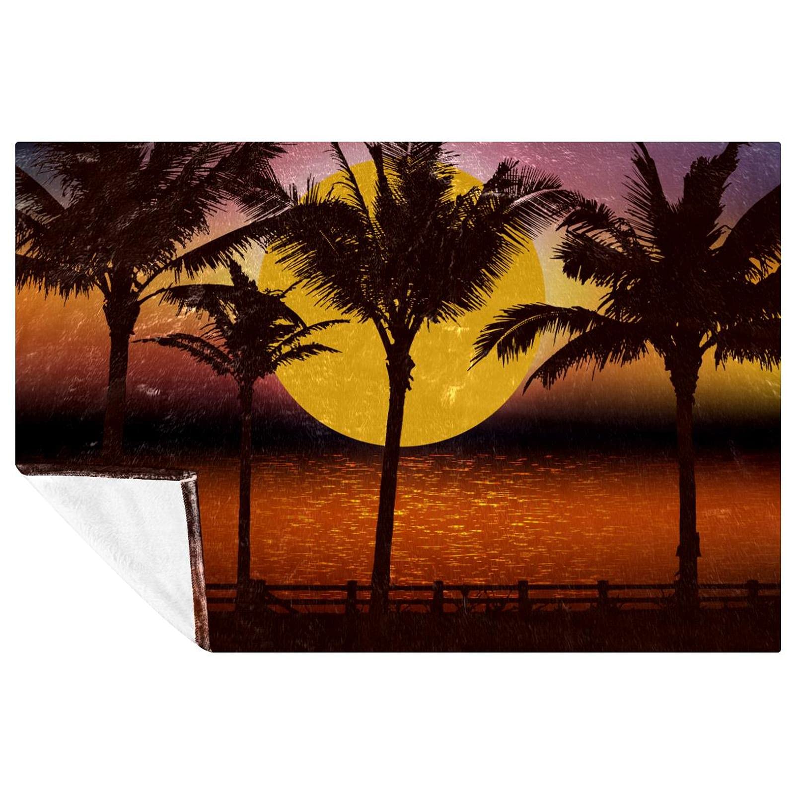 Couverture douce paysages tropicaux 150x100 cm pour lit et canapé
