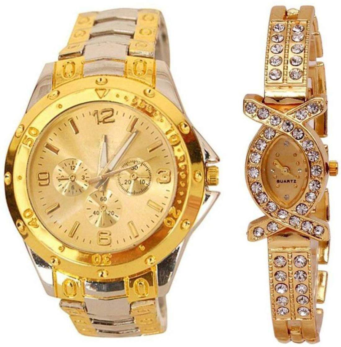 Acnos Analog Multi-Colour Dial Couple Watch - Silver Gold in Gold+aks (B085FRD8YX) Amazon Price History, Amazon Price Tracker