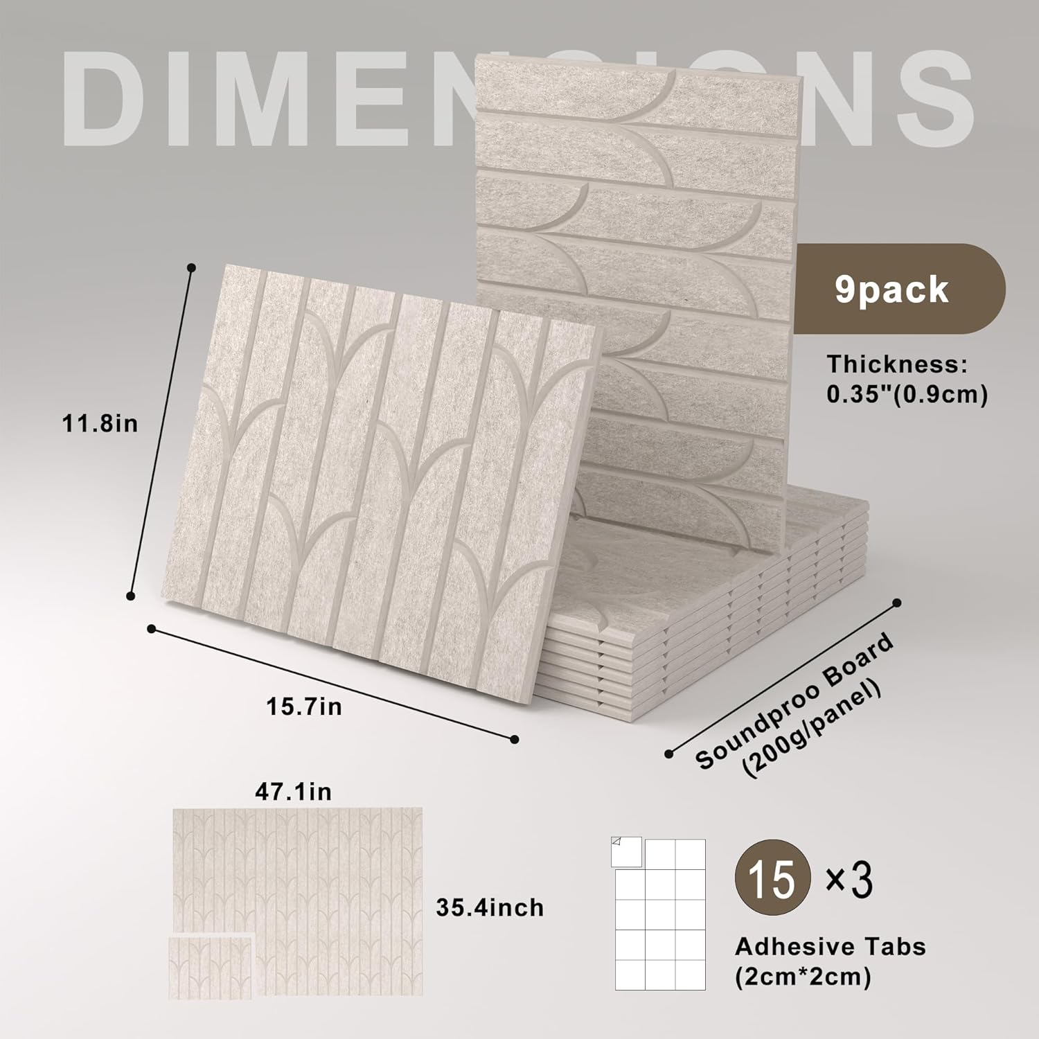 Large Bulletin Board 47.1" x 35.4" – Grass Texture Felt Cork Board Alternative, 9 Pack Wall Pin Board Panels with 45 Removable Adhesive Tabs for Home Office & Classroom Decor