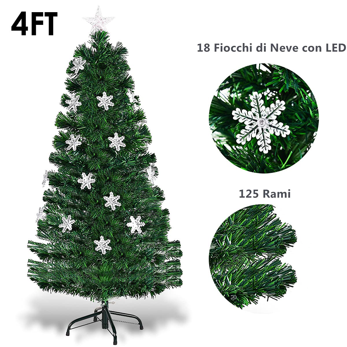 DREAMADE Albero di Natale, Artificiale Illuminato, Albero folto di Natale in PVC con Luce LED, Diverse Altezze (120CM)
