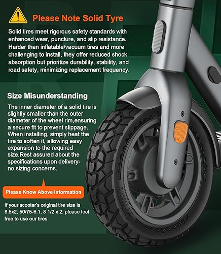 Miniatura 3 de BANGTING 2 neumáticos sólidos todoterreno 5075-6.1 para scooter, neumáticos de 8.5 x 2 pulgadas sin cámara para Gotrax GXL V2XRAPEX, 8 12 x2