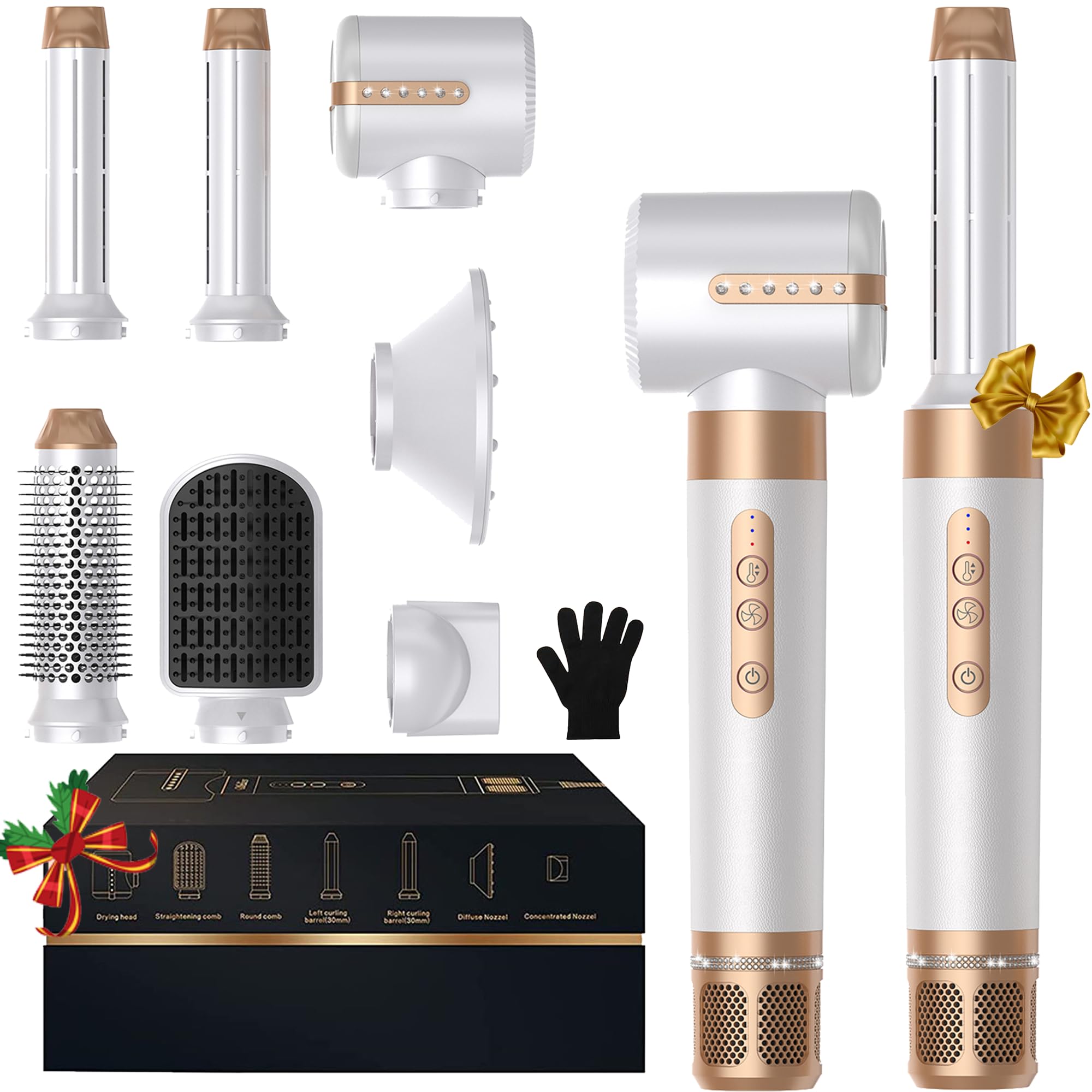 UKLISS Stylizator włosów 7 w 1 Pro, szczotka do włosów i stylizacja powietrza z automatyczną lokówką, szczotka wygładzająca do włosów, suszarka do włosów, szczotka termiczna, suszarka do włosów