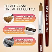 Vista 2 de PANA Pure Kolinsky - Cepillo de uñas acrílicas para el cabello, forma ovalada prensada con mango de madera de caoba (talla 8)