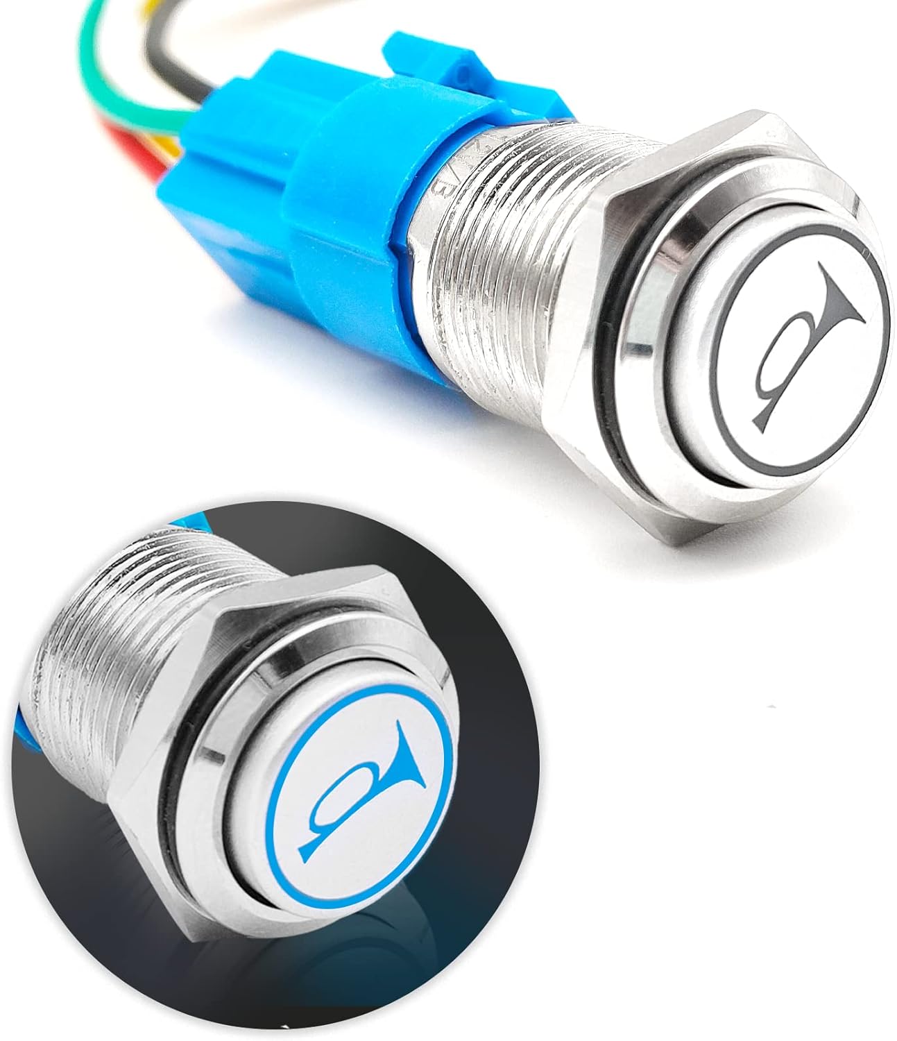 1Pcs 16mm Raised Speaker Horn Momentary Push Button Switch