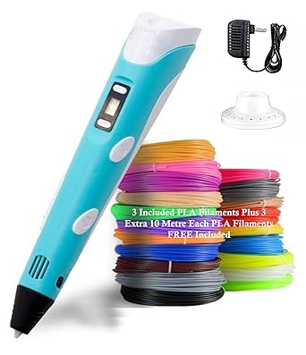 Magicwand 3D Drawing Printing Pen with LCD Display & FREE THREE 1.75mm PLA Filament Refills ?3 Yrs & Up??Pack of 1??Multi-Colored?