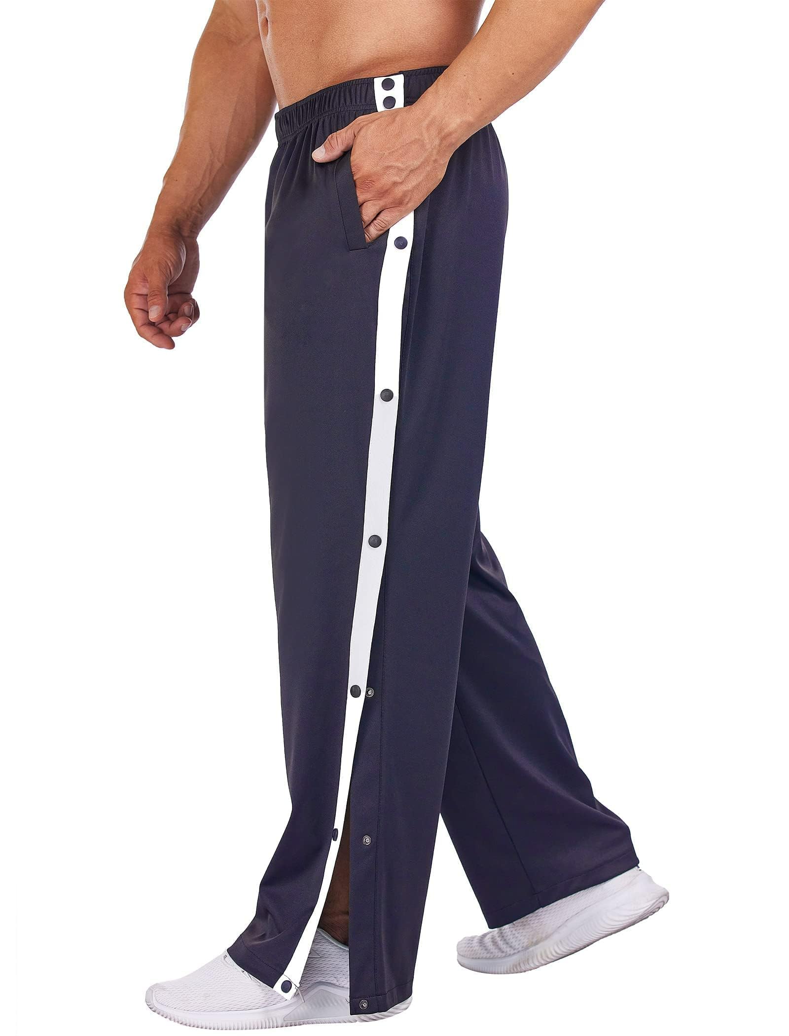 Deyeek Pantaloni da Jogging, Pantaloni da Riabilitazione da Uomo con abbottonatura Laterale per Aprire i Pantaloni da Allenamento, Pantaloni Sportivi postoperatori