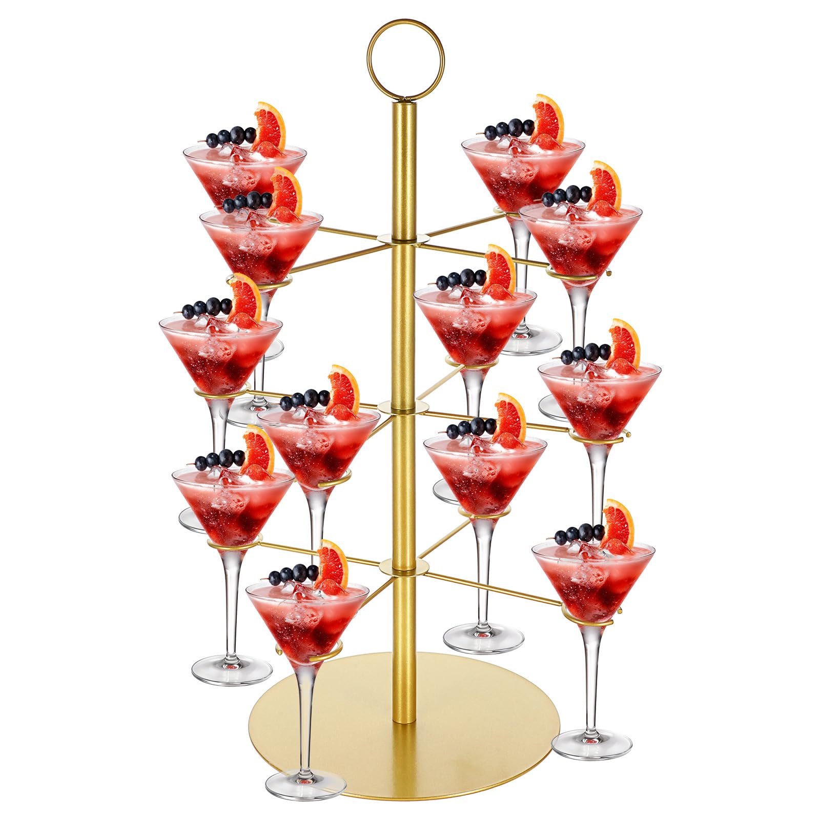 Cocktail Tree Stand, Metal Drink Tower, 3 Tier - 12 Holders For