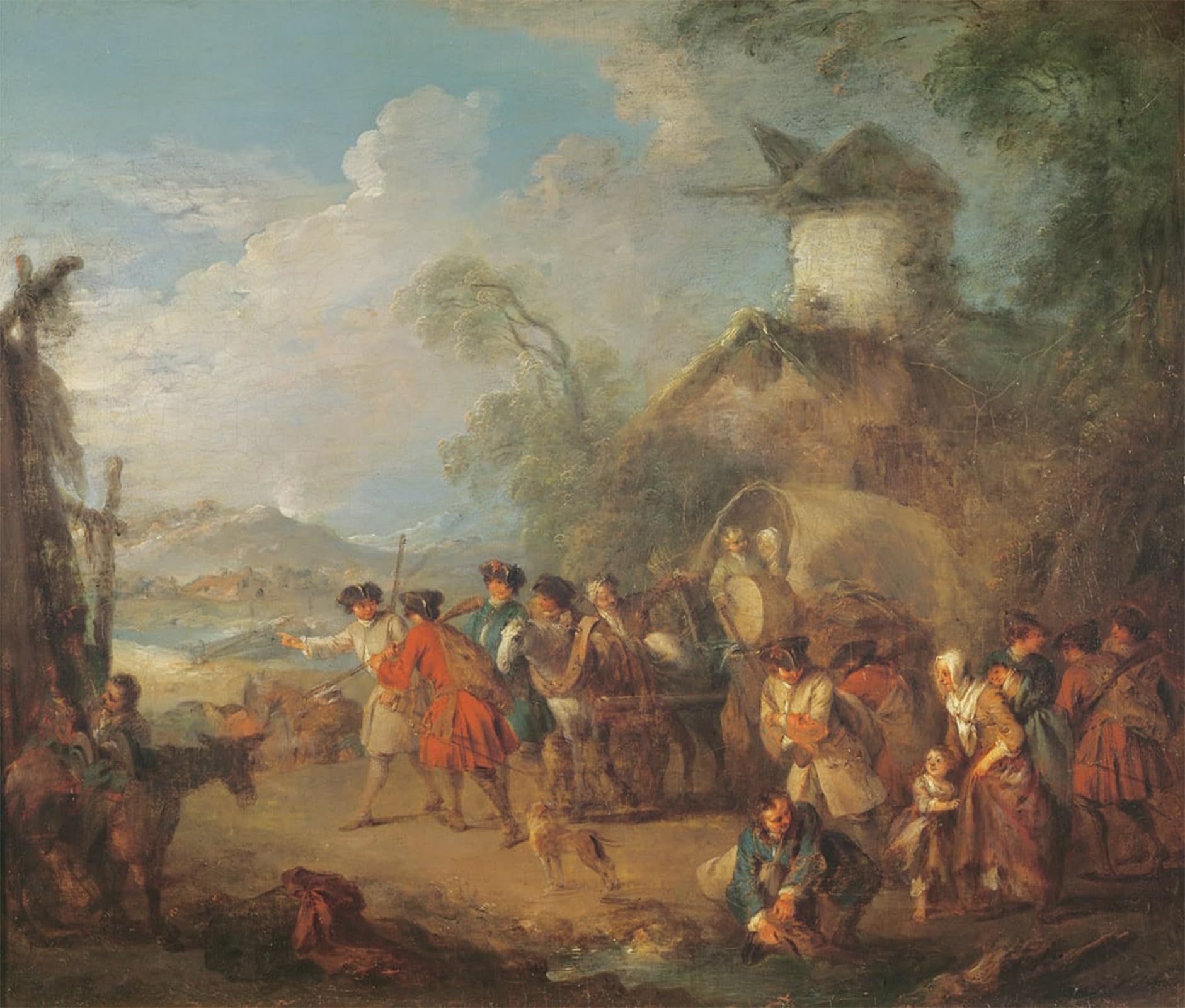 SERENDIPITP Vintage Picture Print on Canvas Wall Art Poster Marching Troops by Jean Baptiste Pater Artwork Print Poster for Wall Decor 60x90cm
