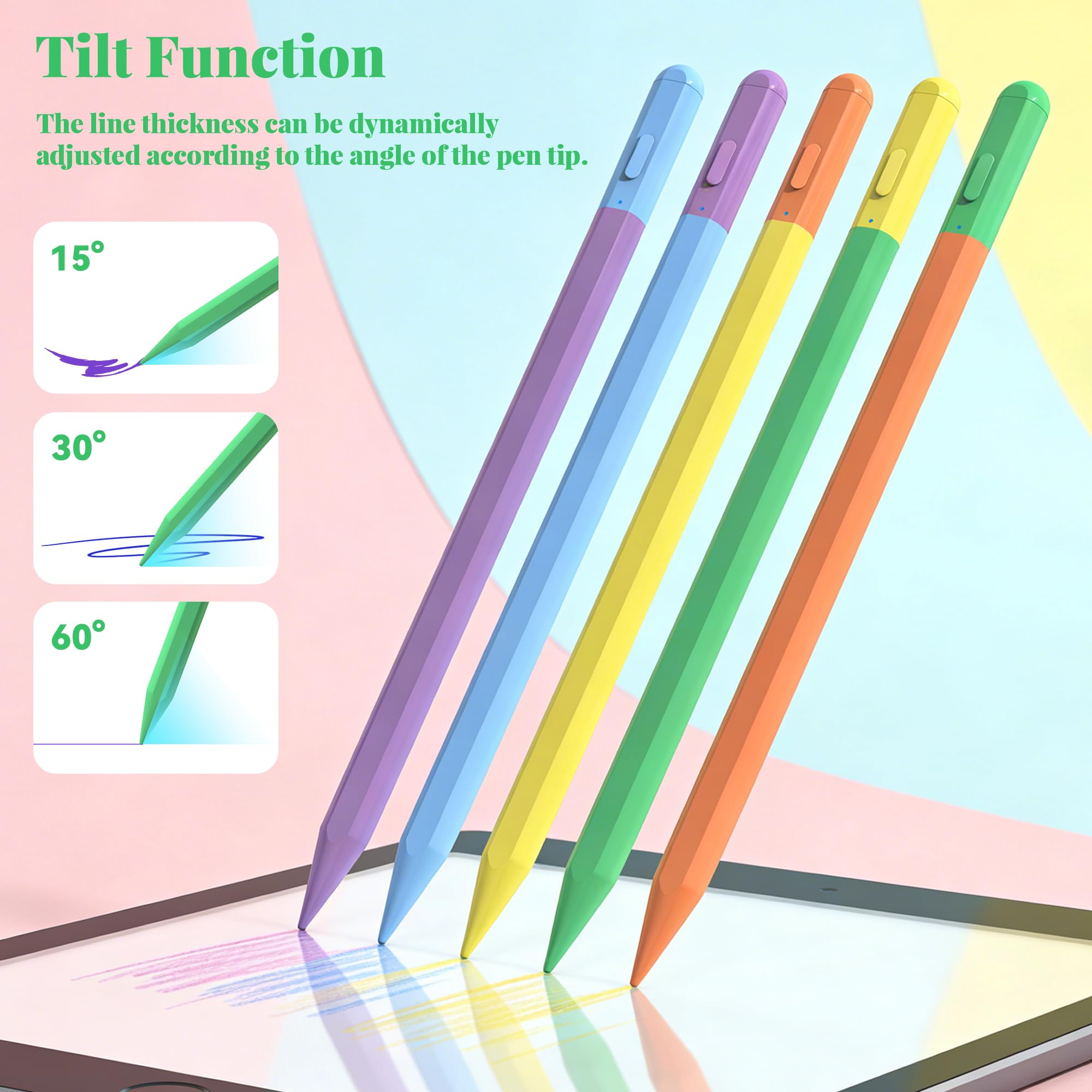 Eingabestift für iPad (2018–2026), Apple Pencil mit Handflächenabweisung, schnelles Laden, Neigungsempfindlichkeit, für iPad 11/10/9/8/7/6. Generation, Pro 13 Zoll, 12,9 Zoll, M4, Air 7/6/5/4/3/M3/M2