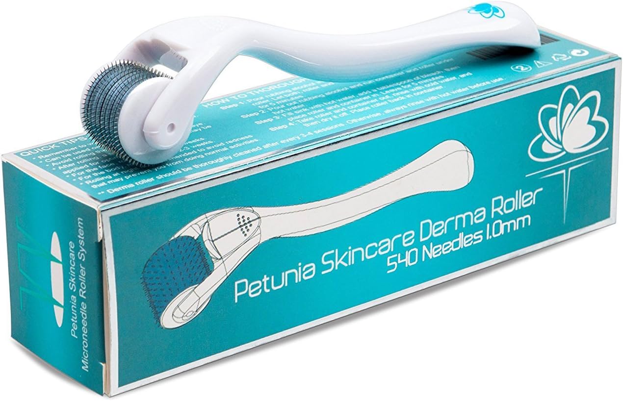 Derma Roller, 1.0 mm, 540 Needles Quality Stainless Steel Micro Needle Roller for Face, Eyes, Body, Wrinkles, Fine Lines, Blackheads, Acne Scars, Enlarged Pores, Cellulite & Stretch Mark…