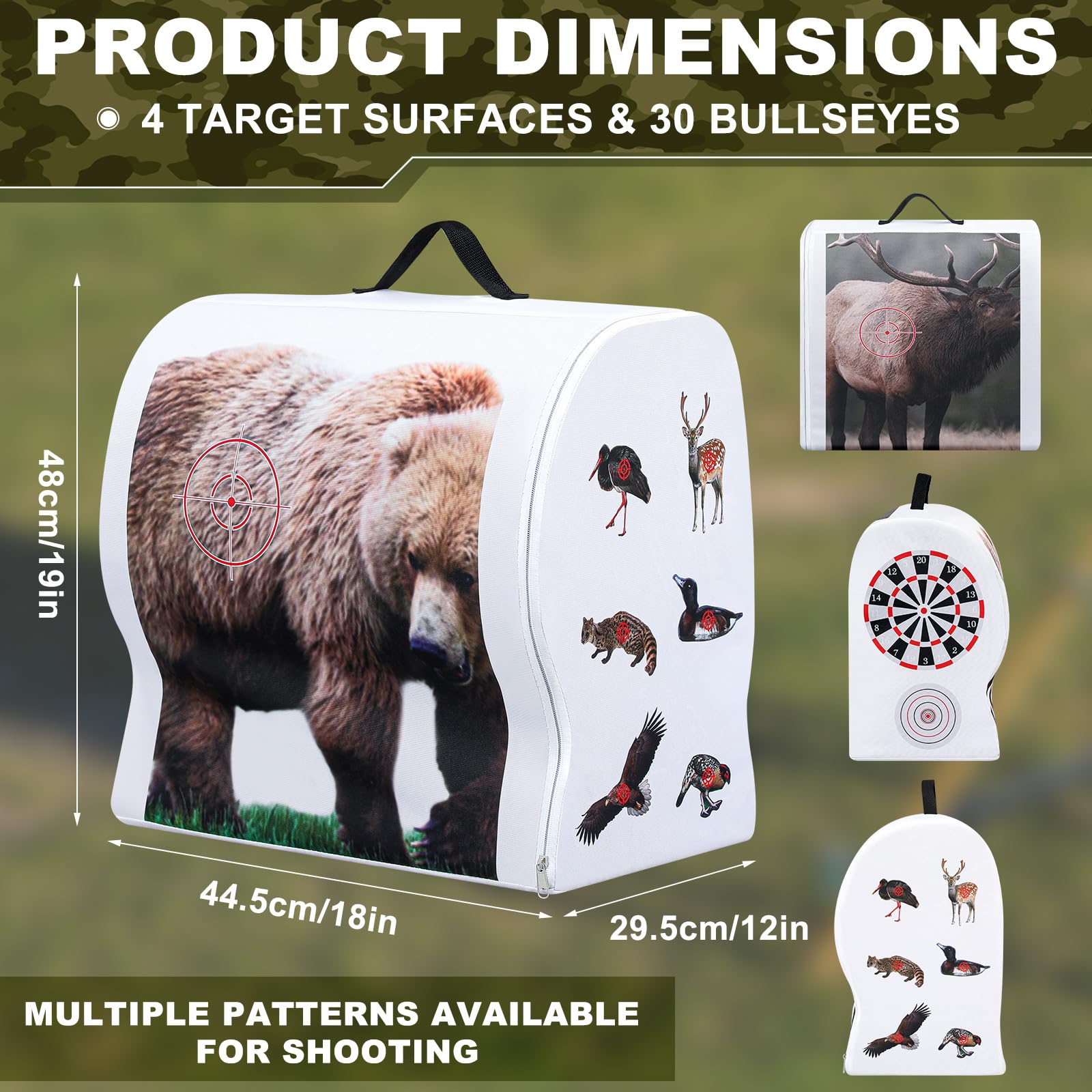 Sonwyoung 3D Archery Targets Bow Target Arrow Target with Handle Beer Bear Animal Patterns Portable for Outdoor Shooting