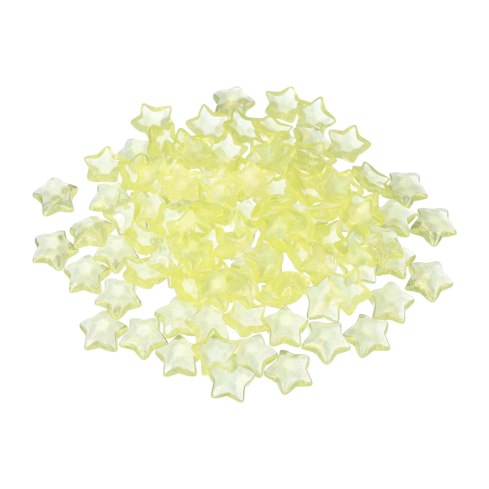 sourcing map 100Pcs Flat Back Star Resin Charm, Glitter Star Charm Mini Bulk Beads Embellishments for DIY Crafts Hair Clips, Photo Frames, Phone Cases, Scrapbooking Decor, Yellow