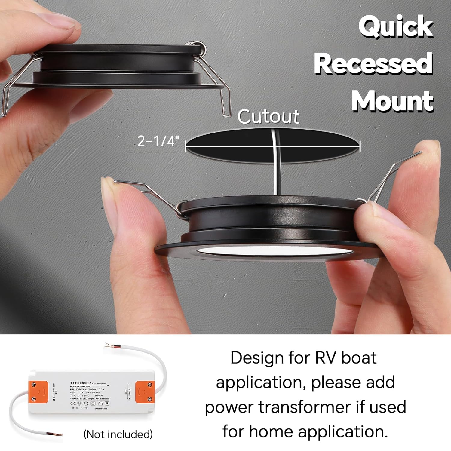 acegoo 2.75’’ RV Recessed Ceiling Light and 12V Aluminum Switch Bundle