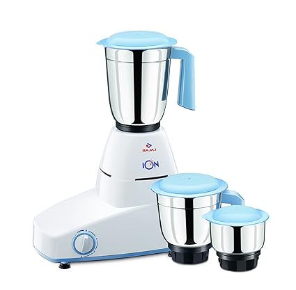 Bajaj Ion 500-Watt Mixer Grinder with 3 Jars (White)