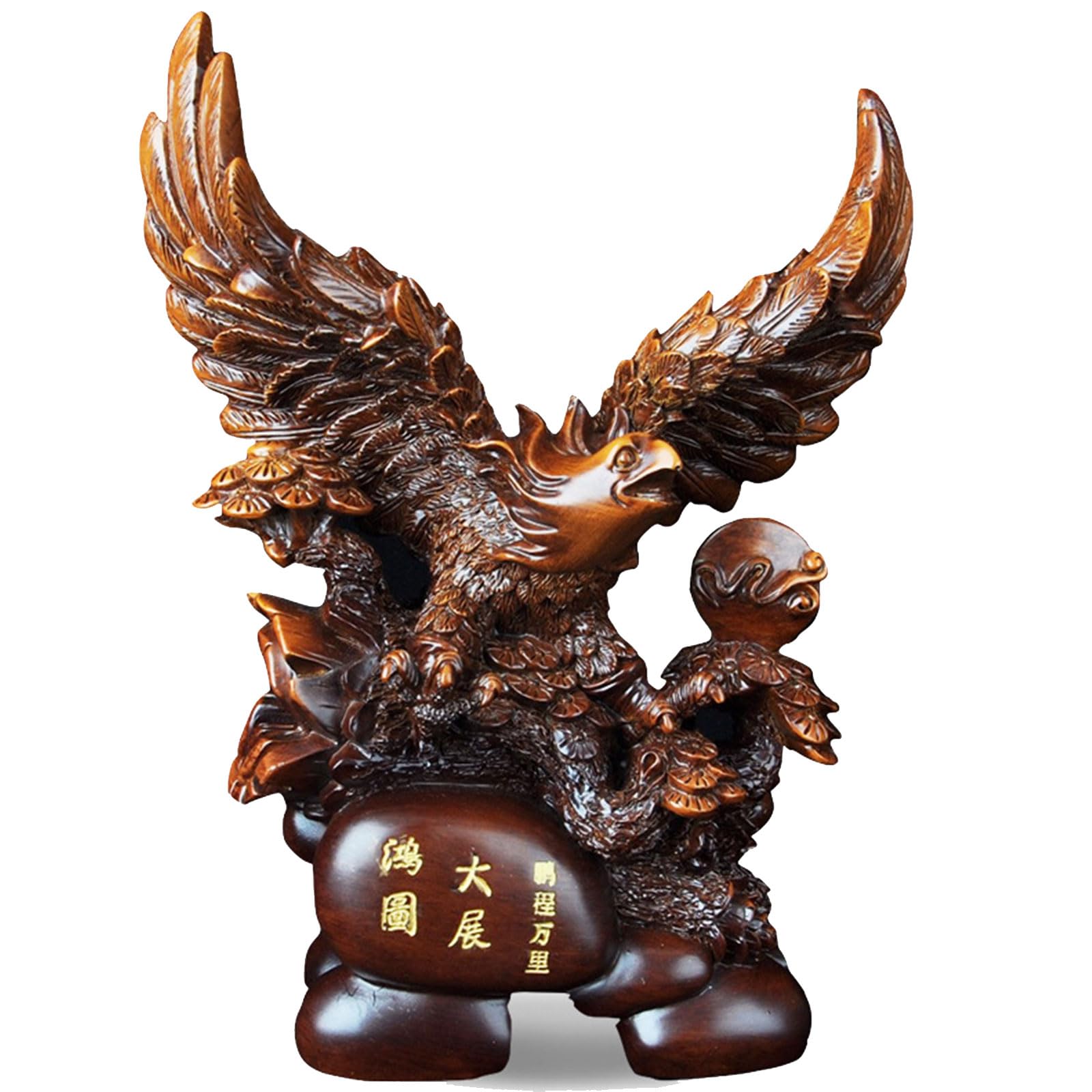 Zooeewly Resin Eagle Statue Figurine - Feng Shui Luck Decoration for Home Office Desk, Eagle Sculpture for Living Room Bookshelf Table,Eagle Lovers Collectors,A,Small