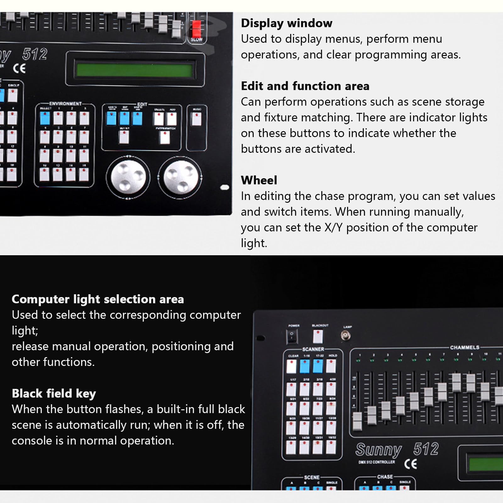 Console D-Mx 512 Pannello Controller Console Illuminazione,Controller per Luci da Palcoscenico Mixer Luci di Controllo Luci da Palco per Moving Head Luce da Discoteca